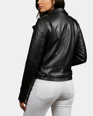 Women Leather Biker Brando Jacket Kate Nova Black
