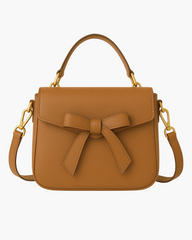 Tan Leather Bow Crossbody