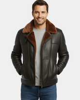 Men Bomber Flying RAF B3 Real Leather Jacket Aviator Sheepskin Zenith Brown Jacket