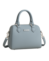 Pastel Sky Duffle Satchel – Pebbled Blue Leather | Lux Leather Women's Leather Bag