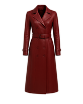 Crimson Sienna Heritage Trench Coat — Burgundy Lambskin