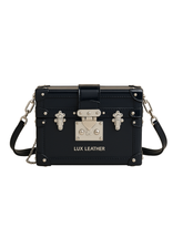 Dark Shiny Blue Gloss Trunk Bag | Lux Leather Women Leather Bag