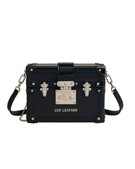 Dark Shiny Blue Gloss Trunk Bag | Lux Leather Women Leather Bag