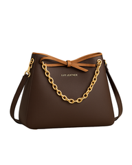 Chain Grace Hobo – Matte Coffee Brown | Lux Leather Women Leather Bag