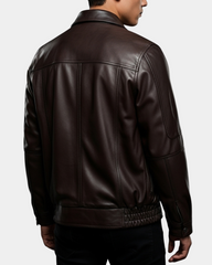 Mens Bomber Leather Jacket Classic Style Jim Zenith Brown Nappa