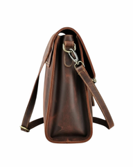 Executive Dark Walnut Leather Messenger Bag – Vintage Crossbody for Professionals & Travelers