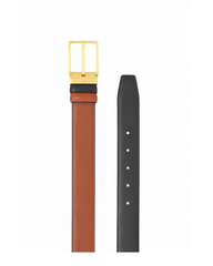 The Dual-Tone Reversible Leather Belt — Black & Tan Perfection with Gold Buckle