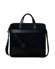Midnight Executive Leather Briefcase – Navy & Black Dual-Tone Laptop Bag for Men