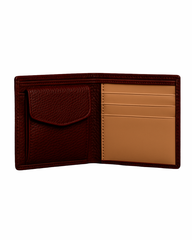 Textured Maroon Genuine Leather Wallet with Dual-Tone Interior & Coin Pocket