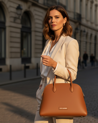 Low Key Duffle Tote – Smooth Tan Leather | Lux Leather Women Leather Bag