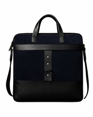 Midnight Executive Leather Briefcase – Navy & Black Dual-Tone Laptop Bag for Men