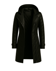 Noir Ember ¾ Leather Puffer — Black (Women)