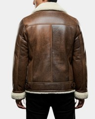 Mens Aviator Sheepskin Pilot Jacket Blen Vintage Zenith Brown