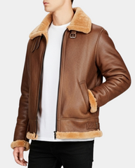 Mens B3 Sheepskin Vintage Flying Jacket Dynamo Tan