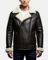 Mens Aviator Sheepskin Pilot Jacket Zenith Brown White