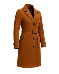 Sable Fox ¾ Suede Belted Trench Coat — Cognac