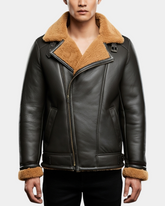 Mens Aviator Sheepskin Pilot Leather Bomber Jacket Zenith Brown Ginger