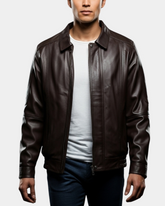 Mens Bomber Leather Jacket Classic Style Jim Zenith Brown Nappa