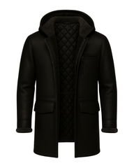 Midnight Harbor Men’s Hooded Shearling Duffle Coat