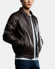 Mens Bomber Leather Jacket Classic Style Jim Zenith Brown Nappa