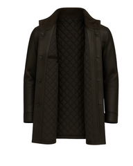 Dark Espresso Men’s Stand-Collar Leather Coat