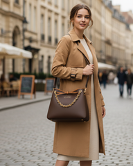 Chain Grace Hobo – Matte Coffee Brown | Lux Leather Women Leather Bag