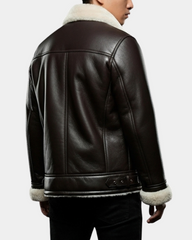 Mens Aviator Sheepskin Pilot Jacket Zenith Brown White