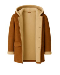 Saddlebrook Men’s Shearling-Lined Hooded Duffle Coat