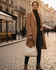 Luna Cream Crescent Shoulder Bag | Lux Leather Women Leather Bag