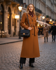 Sable Fox ¾ Suede Belted Trench Coat — Cognac
