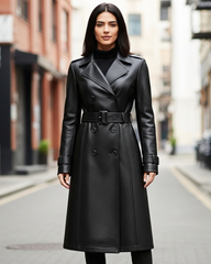 Midnight Sienna Double-Breasted Trench Coat