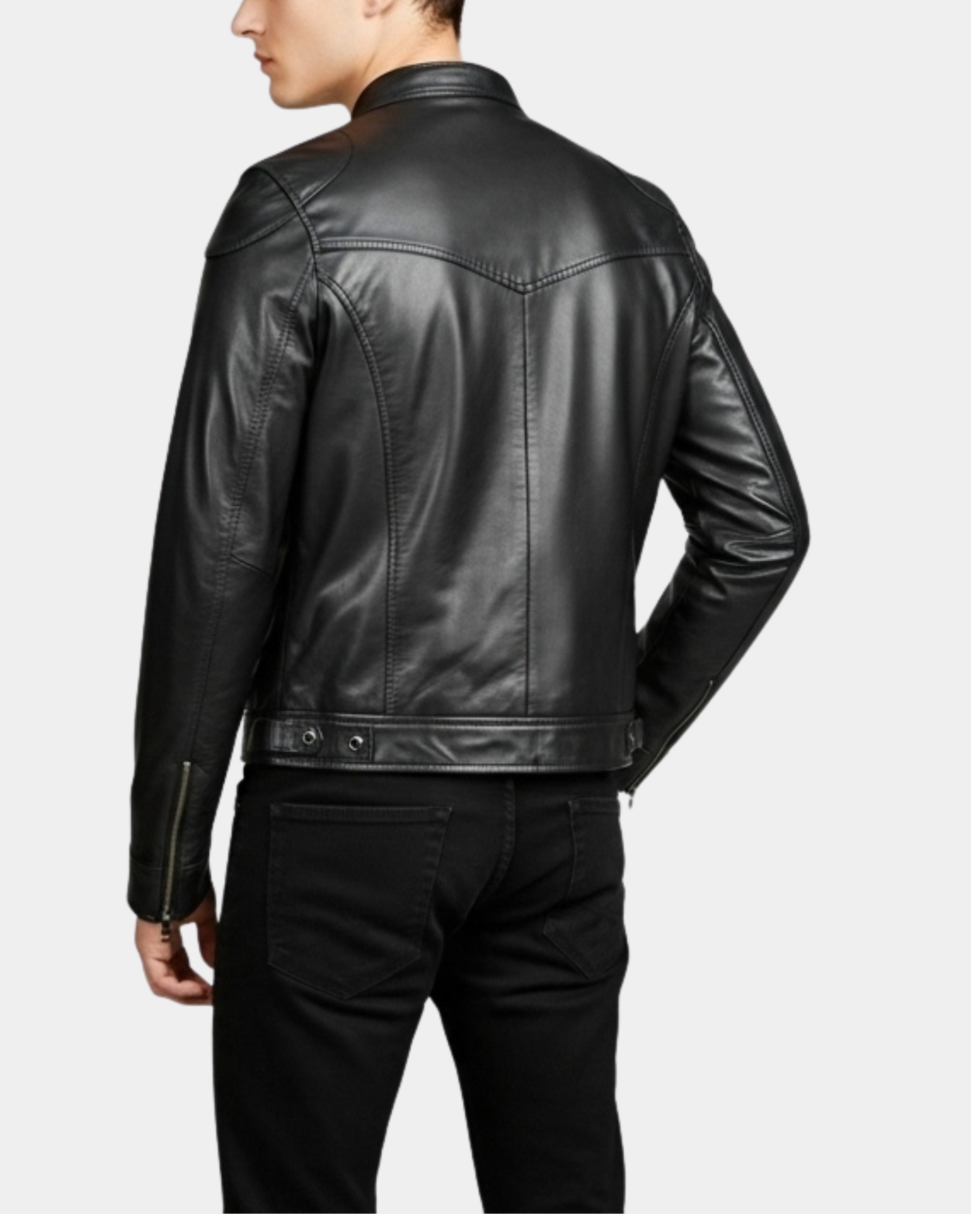 Mens Biker Soft Casual Leather Jacket Nova Black