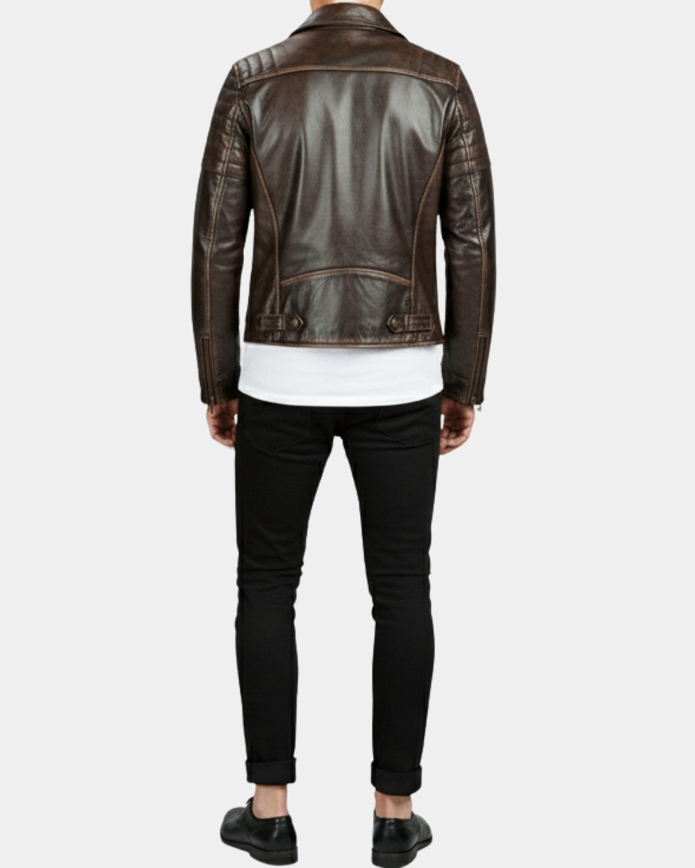 Mens Biker Leather Jacket Dual Zip Hook Zenith Brown