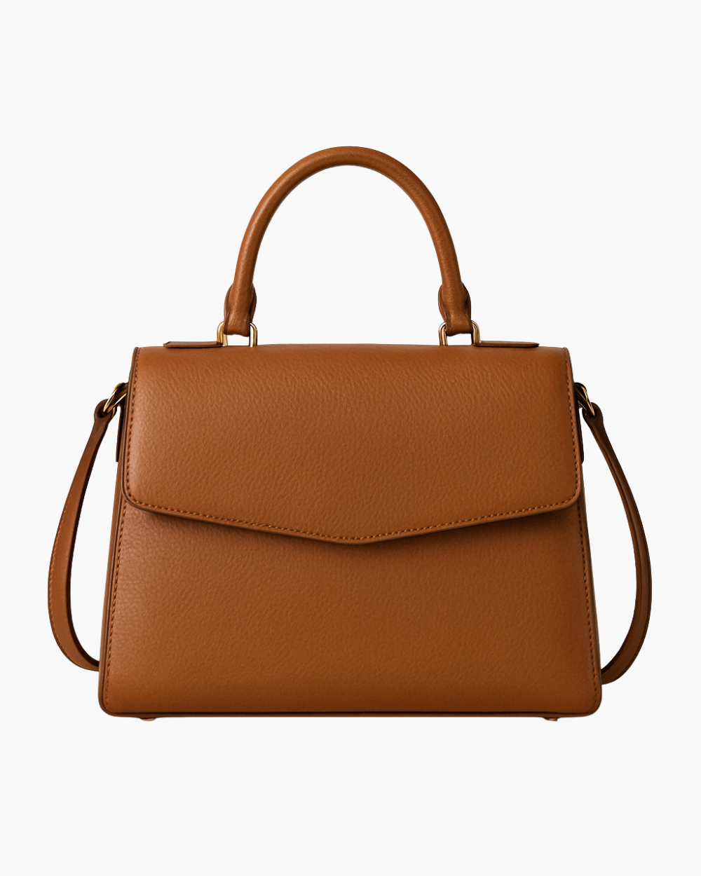 Cognac Leather Satchel Handbag