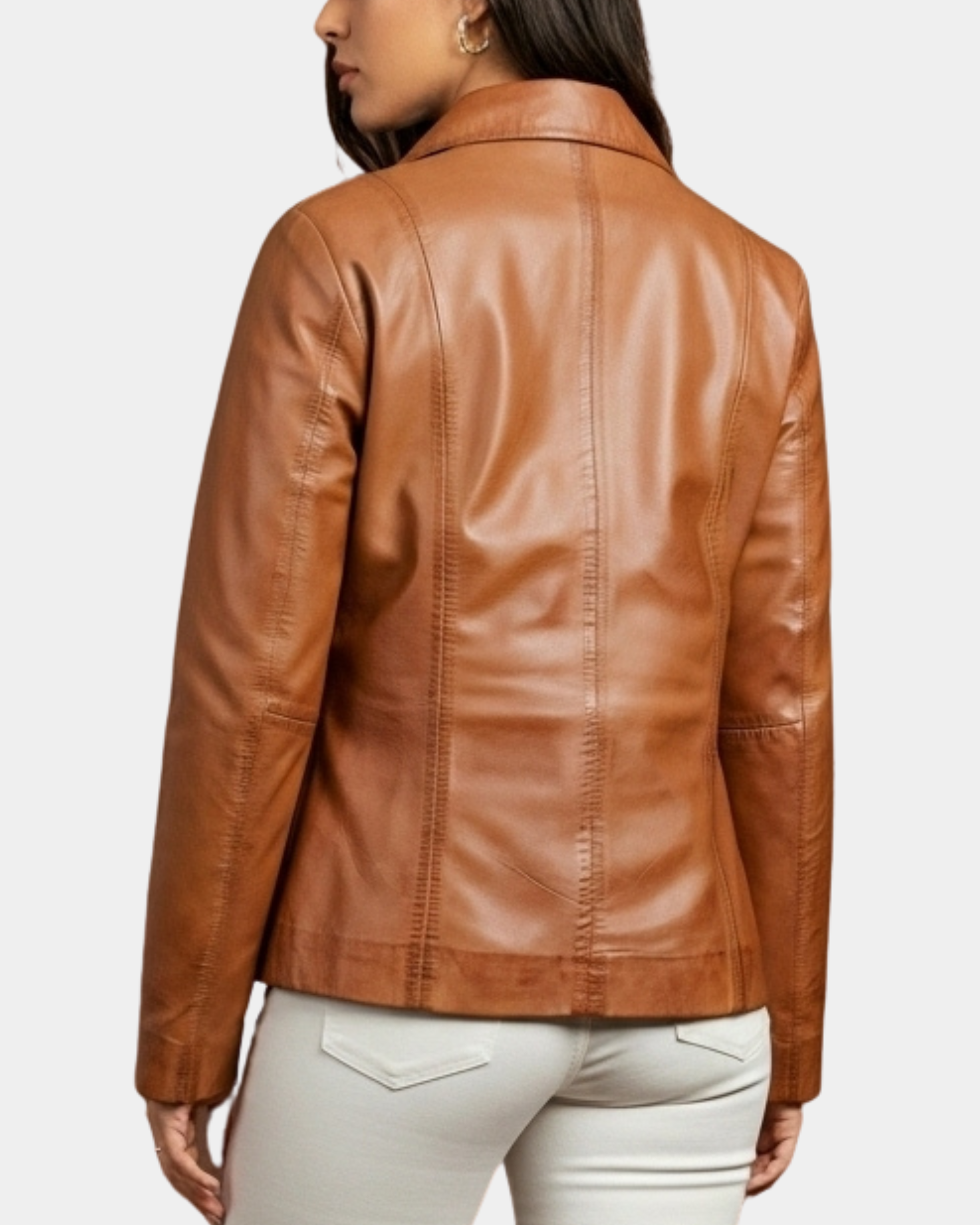Womens Classic Zip Fastening Leather Jacket Julia Dynamo Tan