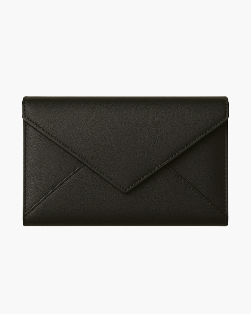 Black Leather Envelope Clutch