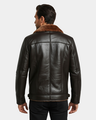 Men Bomber Flying RAF B3 Real Leather Jacket Aviator Sheepskin Zenith Brown Jacket