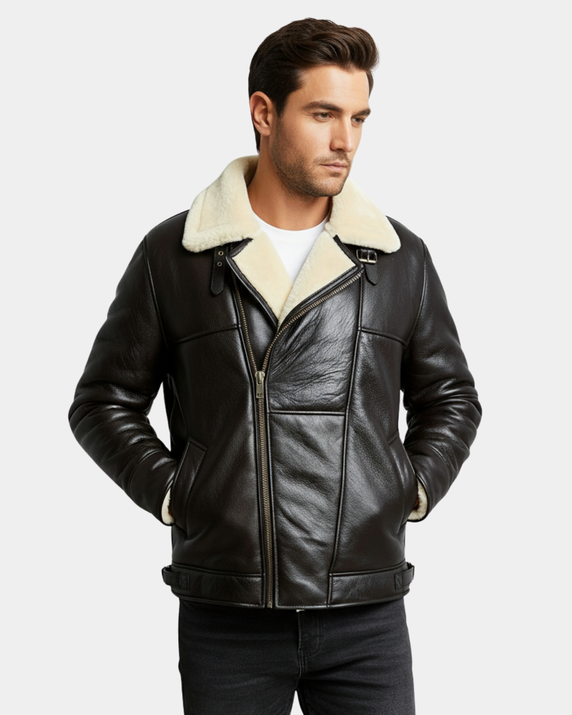 Bomber Flying Men RAF B3 Real Leather Jacket Aviator Sheepskin Zenith Brown