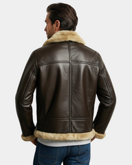 Men’s RAF B3 Real Leather Jacket Flying Aviator Sheepskin Zenith Brown Bomber Jacket