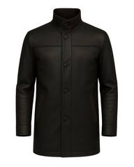 Dark Espresso Men’s Stand-Collar Leather Coat