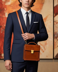 The Ambassador Mini Leather Briefcase — Compact Sophistication for the Modern Gentleman