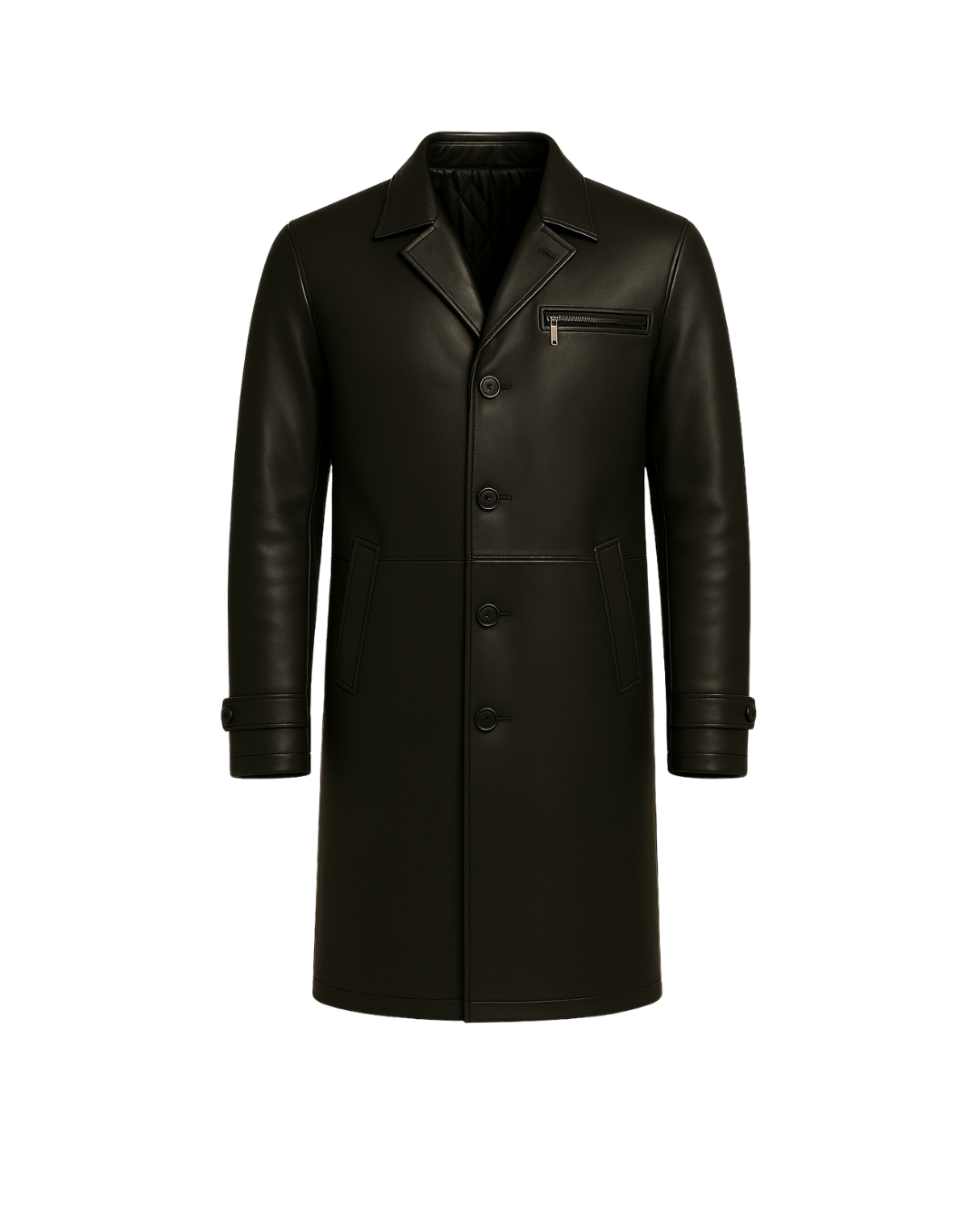 Noir Avenue Men’s Cowhide Quilted Leather Overcoat
