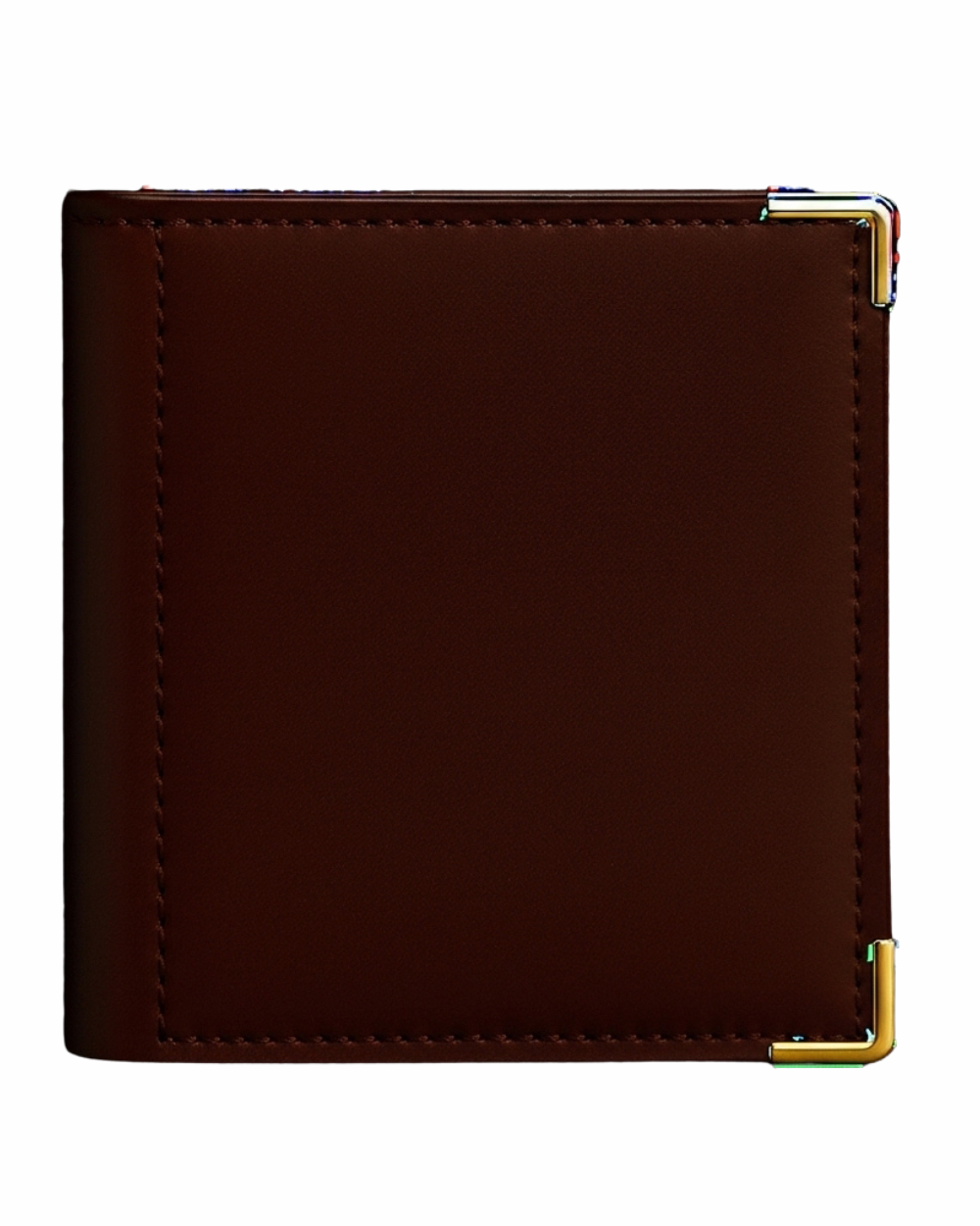 Premium Brown Genuine Leather Wallet with Gold Metal Corners