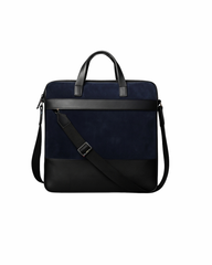 Midnight Executive Leather Briefcase – Navy & Black Dual-Tone Laptop Bag for Men
