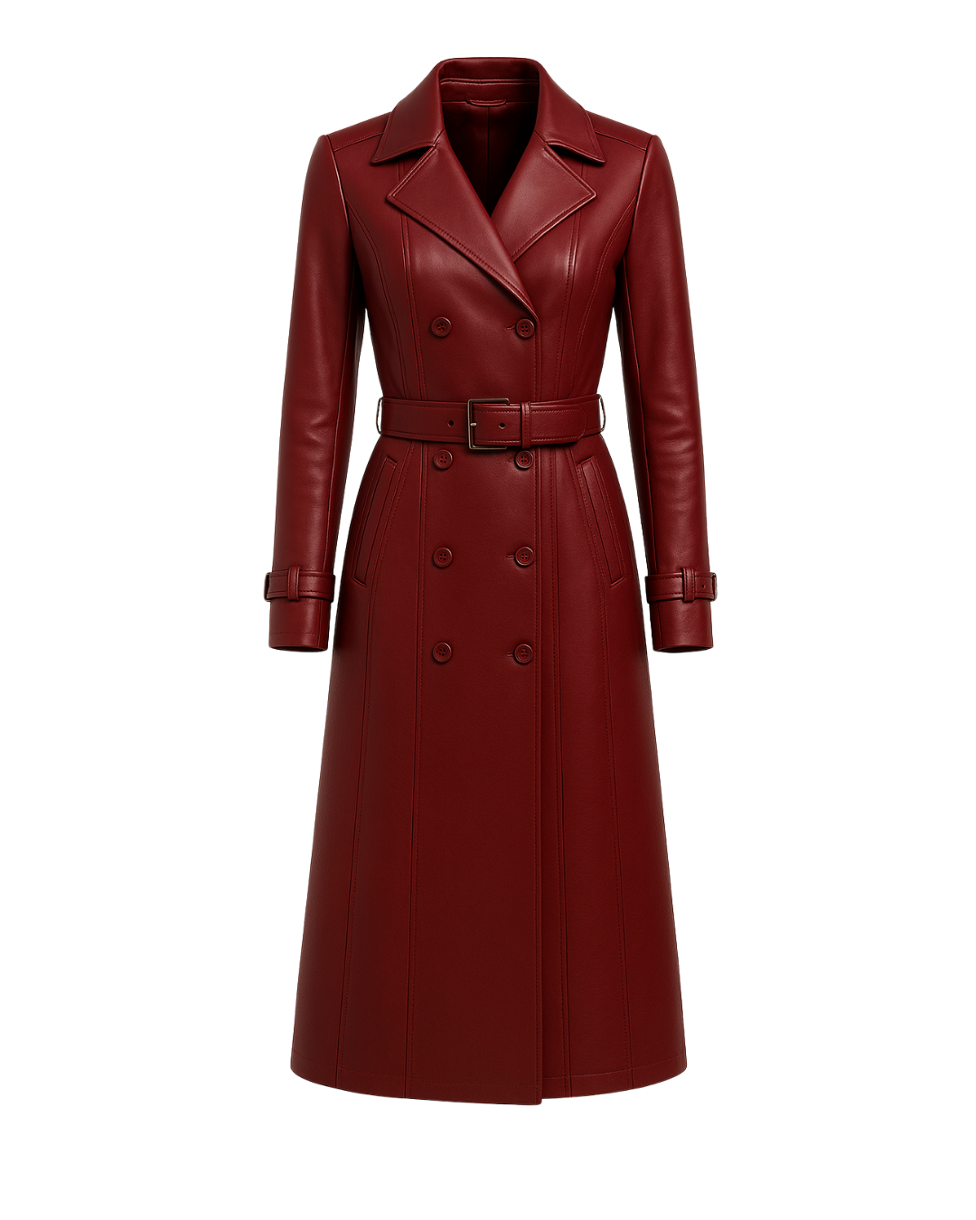 Crimson Sienna Heritage Trench Coat — Burgundy Lambskin