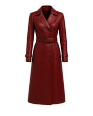 Crimson Sienna Heritage Trench Coat — Burgundy Lambskin