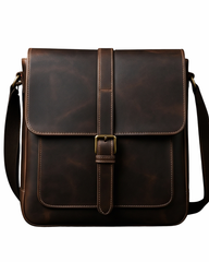 Executive Dark Walnut Leather Messenger Bag – Vintage Crossbody for Professionals & Travelers