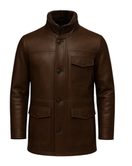 Men’s Shearling-Lined Leather Field Coat