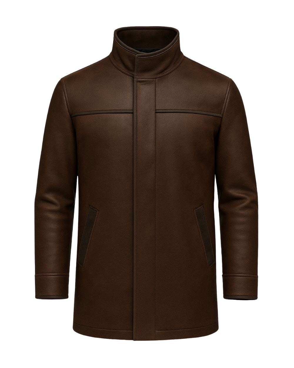 Chestnut Harbor Men’s Stand-Collar Leather Car Coat