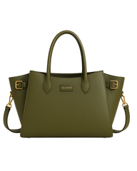Olive Winged Tote – Semi-Matte Leather  |  Lux Leather Women Leather Bag